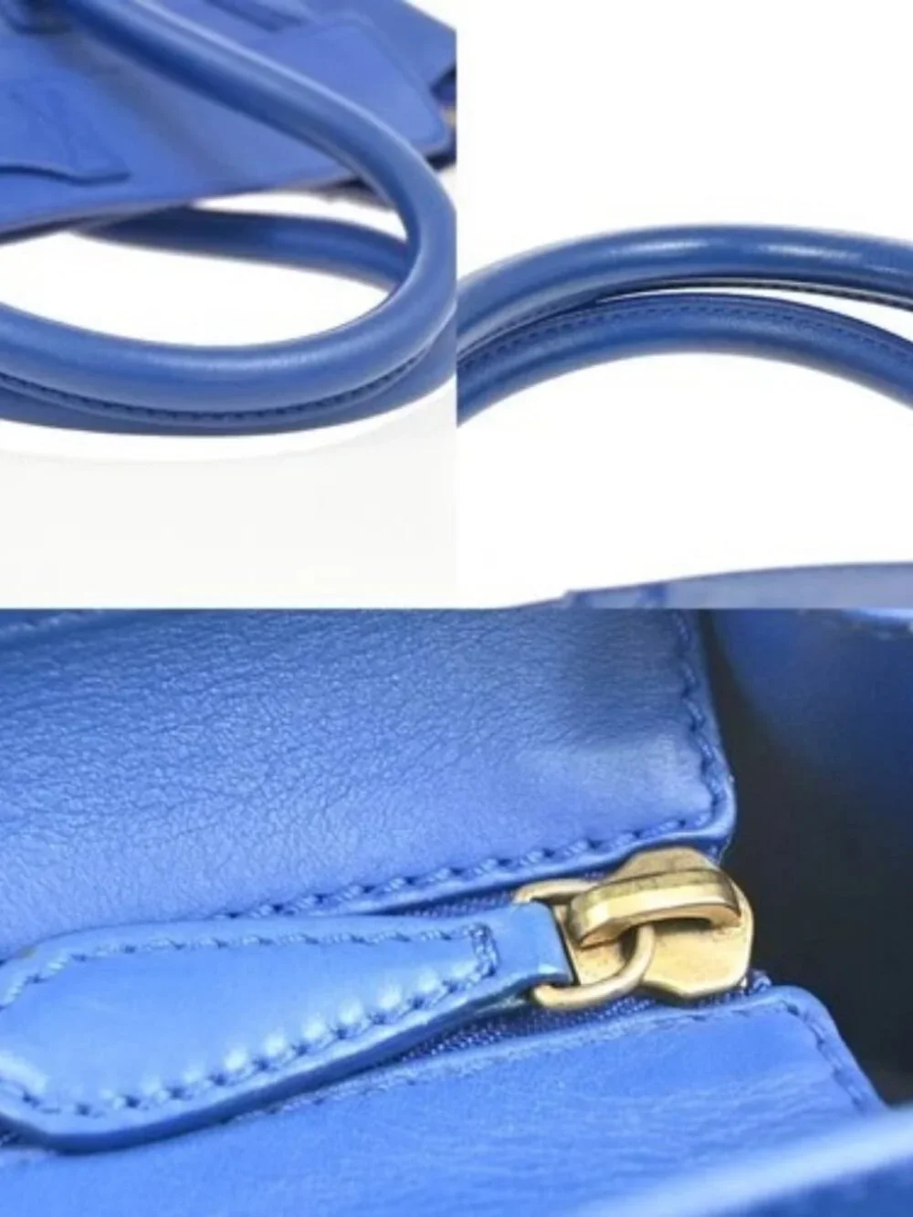 CELINE Luggage Mini Top Handle Tote Hand Bag Leather Blue GHW Italy 95RL900 - Picture 8 of 15